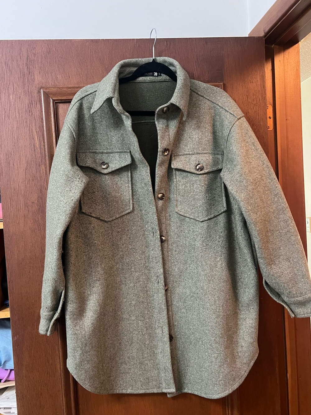 Thick Olive Green Shacket Size O/S